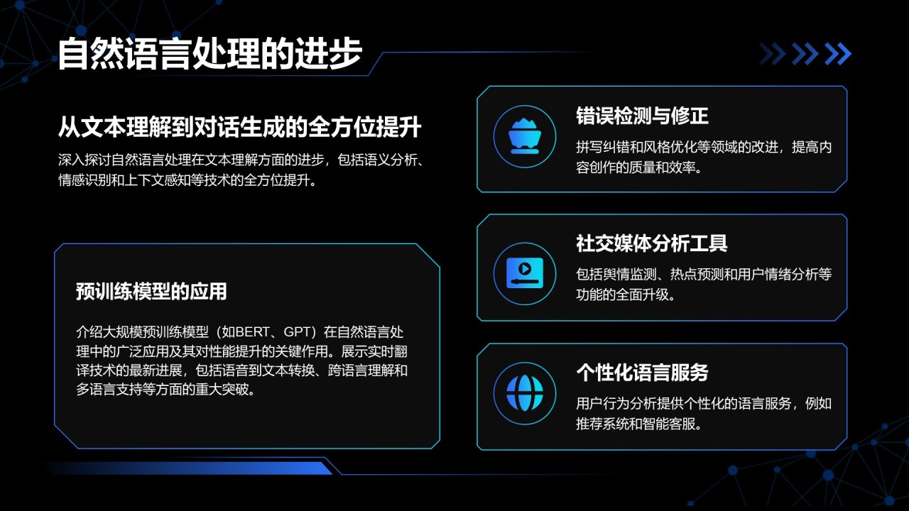 蓝色科技风人工智能的未来发展与应用趋势PPT模板