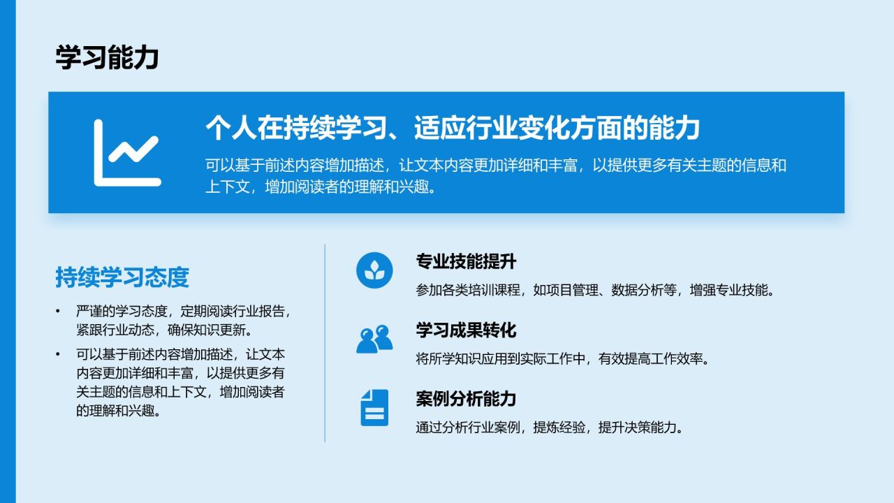 蓝色商务风岗位晋升述职报告PPT模板