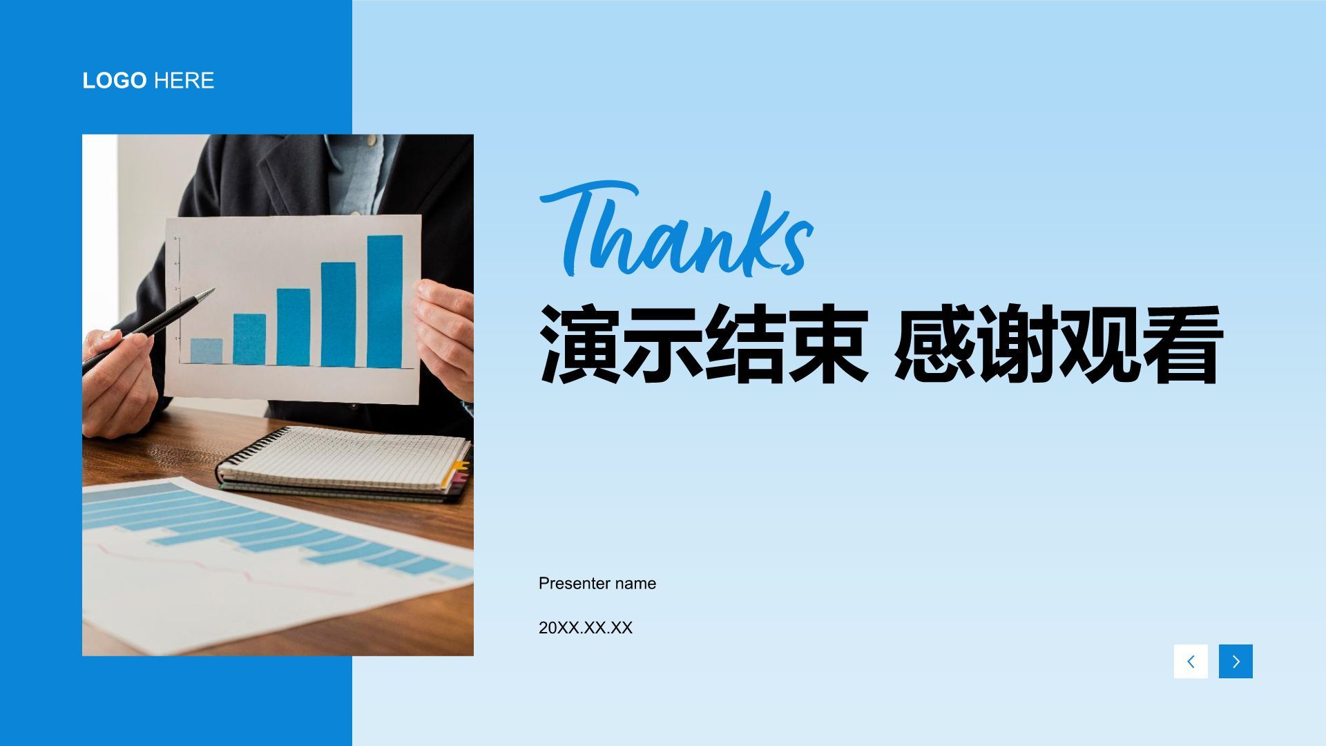 蓝色商务风岗位晋升述职报告PPT模板