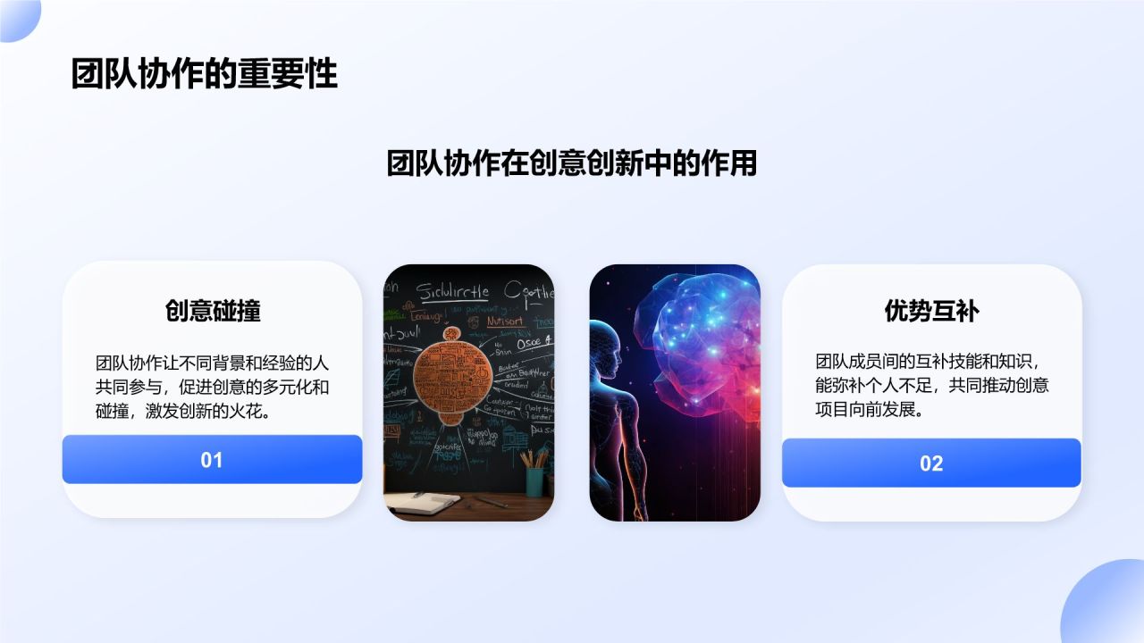 蓝色3D风团队创意与创新思维激发PPT模板