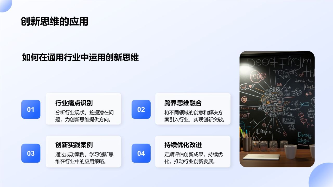 蓝色3D风团队创意与创新思维激发PPT模板