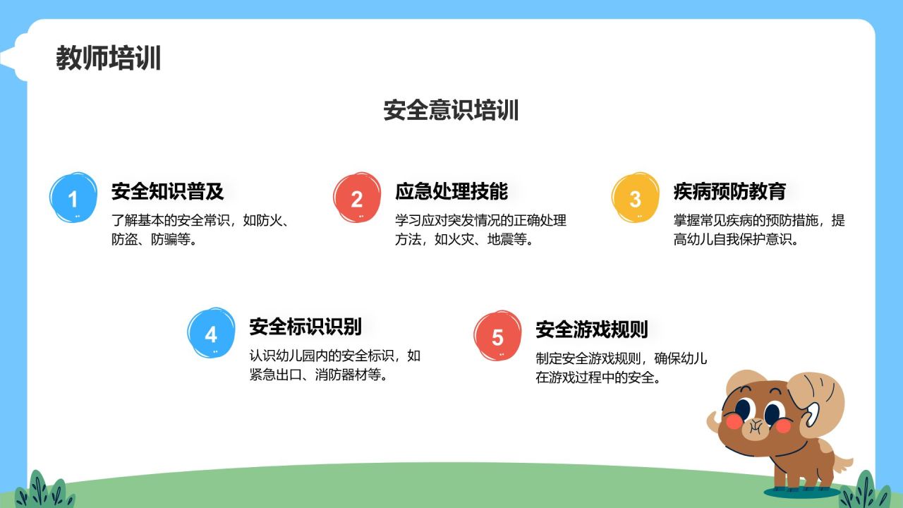 蓝色卡通风可爱卡通幼儿园教学活动PPT模板