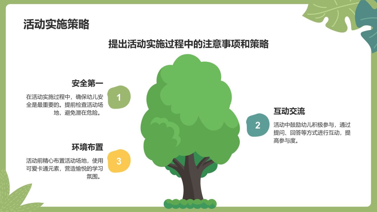 绿色卡通风可爱卡通幼儿园教学活动PPT模板