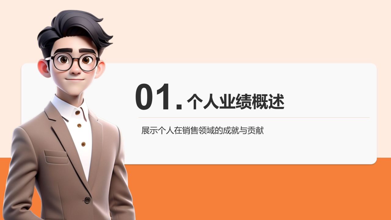 橙色3D风销售主管述职报告PPT模板