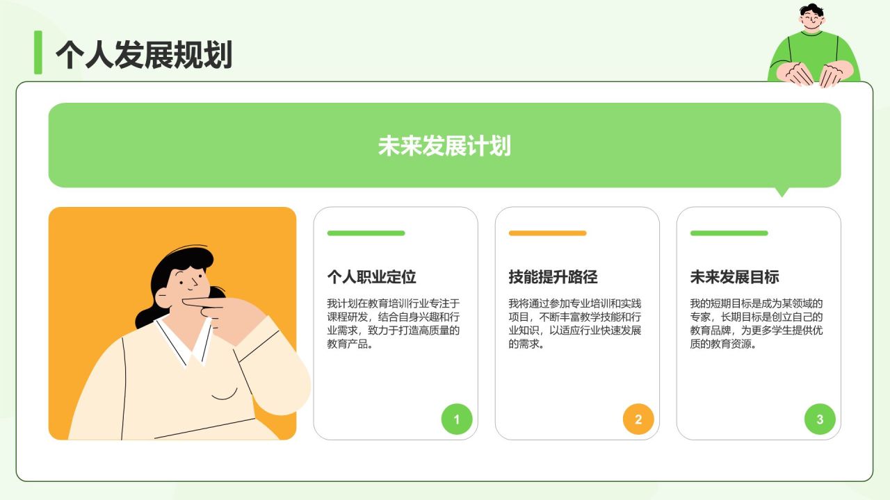 绿色插画风小组成员自我介绍PPT模板