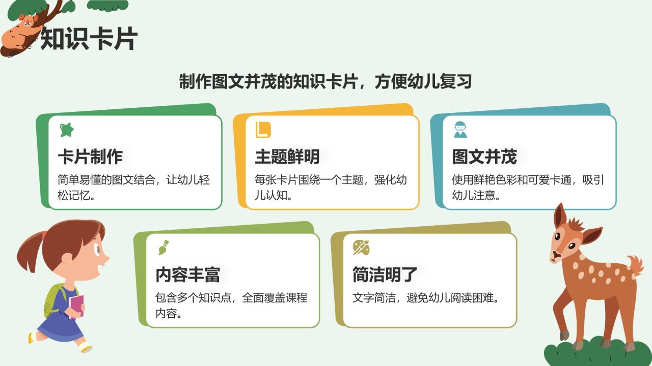 绿色卡通风可爱卡通幼儿园通用模板PPT模板
