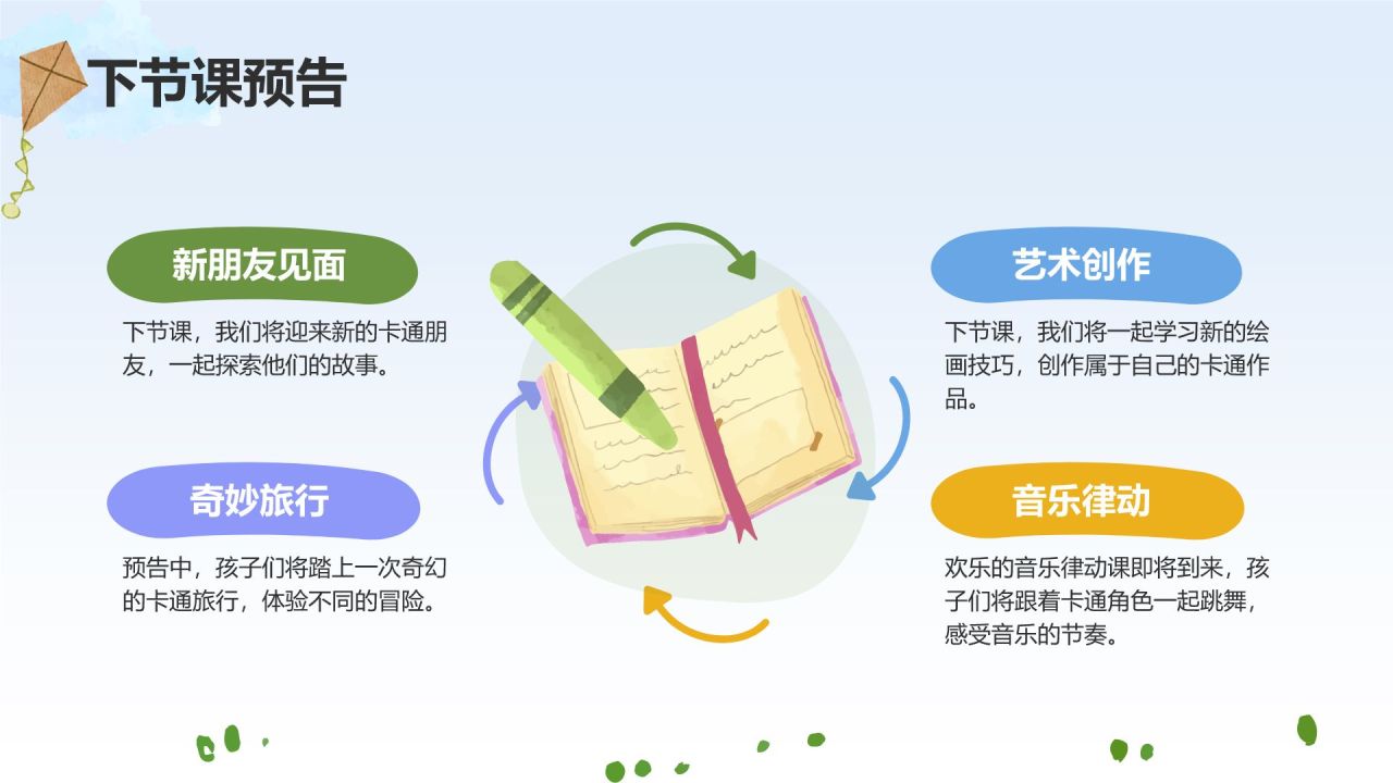 绿色卡通风可爱卡通幼儿园通用模板PPT模板