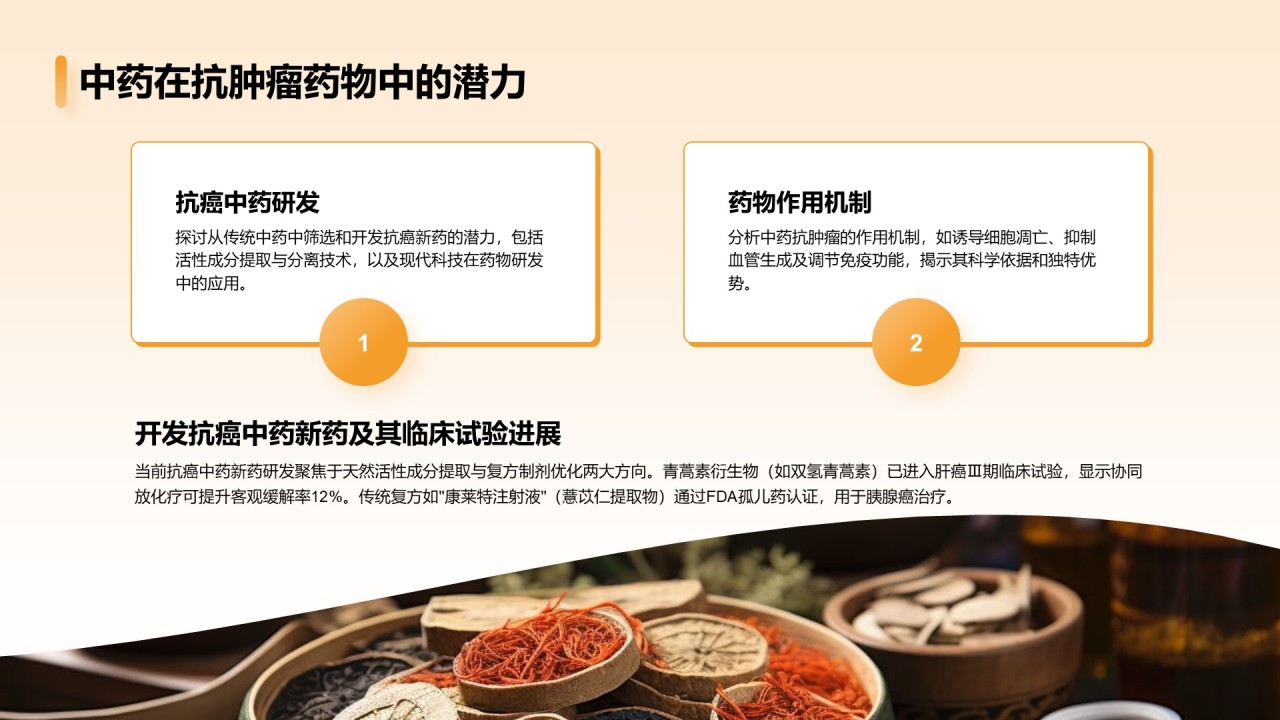 橙色简约风中药现代化研究毕业答辩论文PPT模板