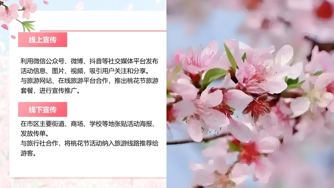 粉色插画风桃花节活动方案展示PPT模板