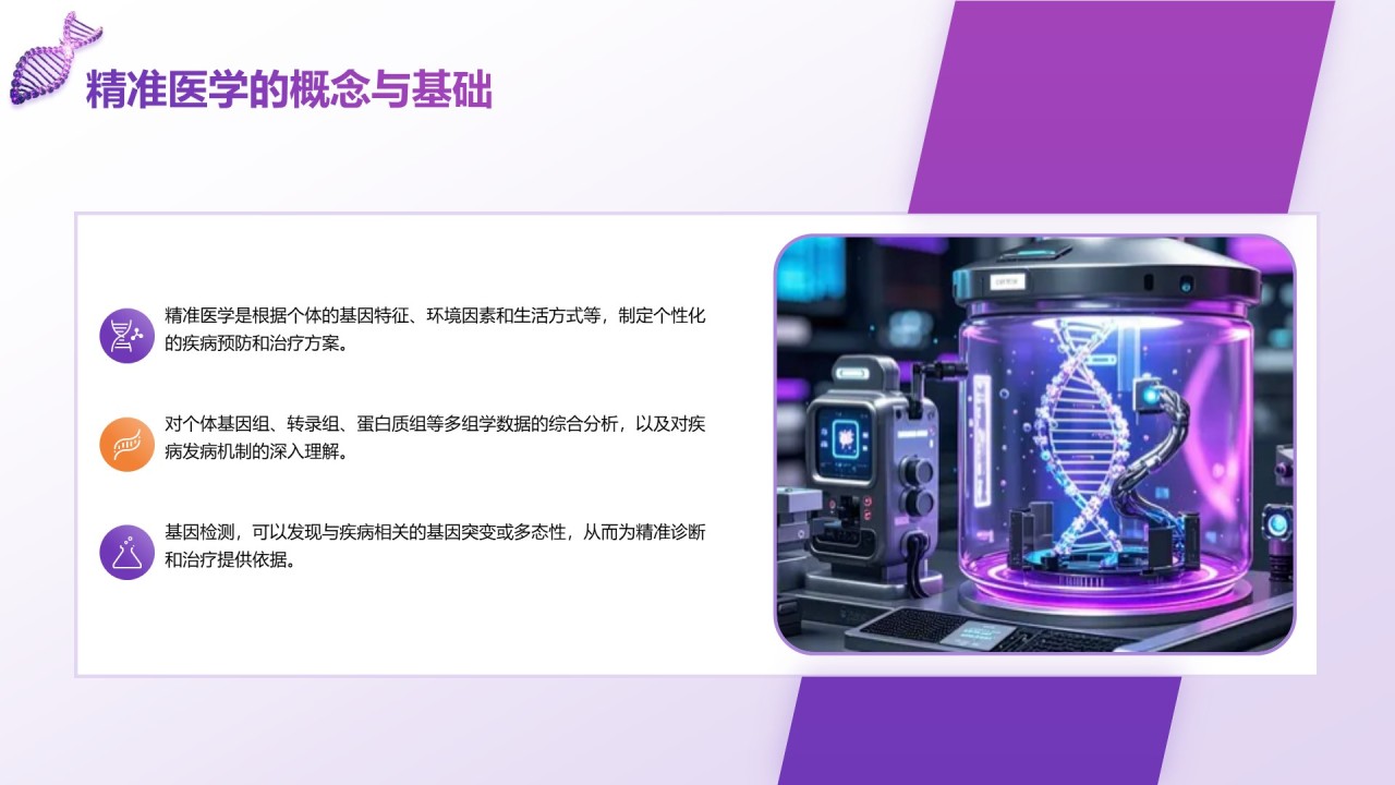紫色科技风现代医学发展与前沿技术PPT模板