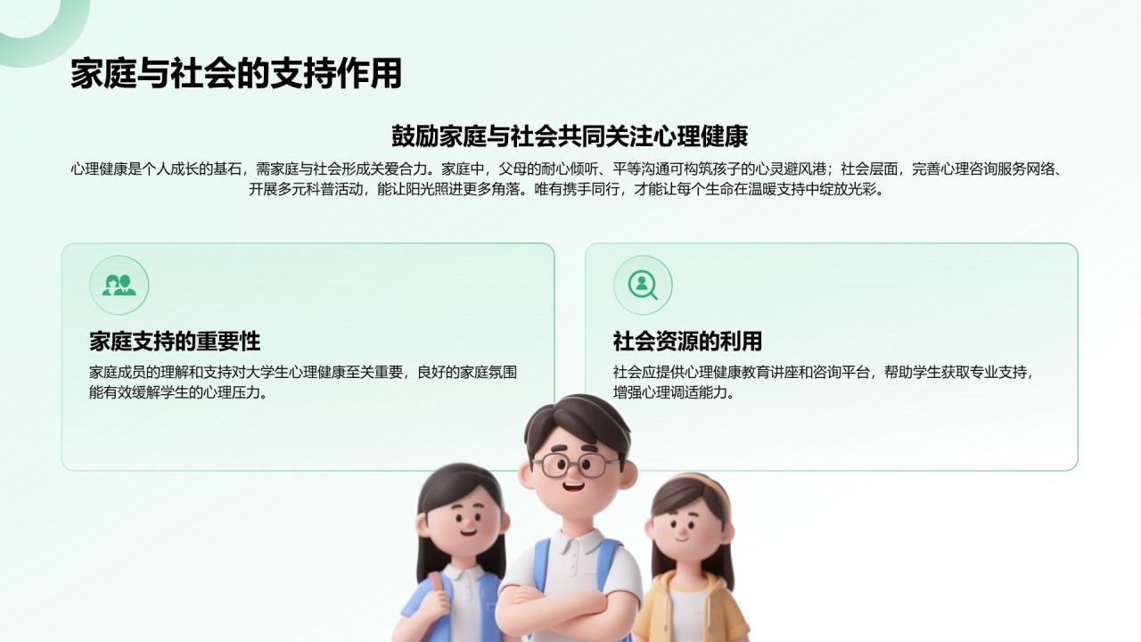 绿色3D风大学生心理健康教育PPT模板