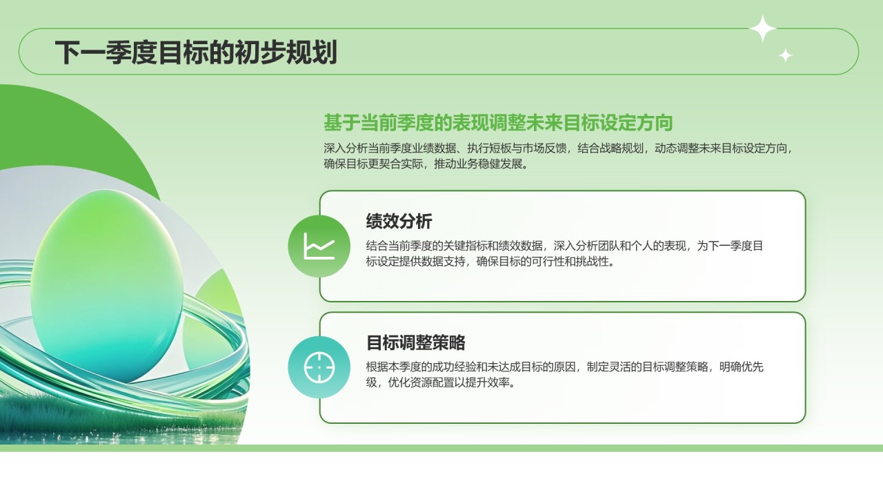 绿色扁平风季度目标设定与执行方案PPT模板