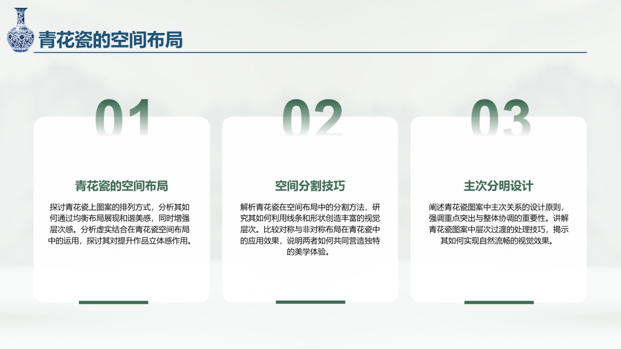 绿色商务风青花瓷主题类美学通用模板PPT