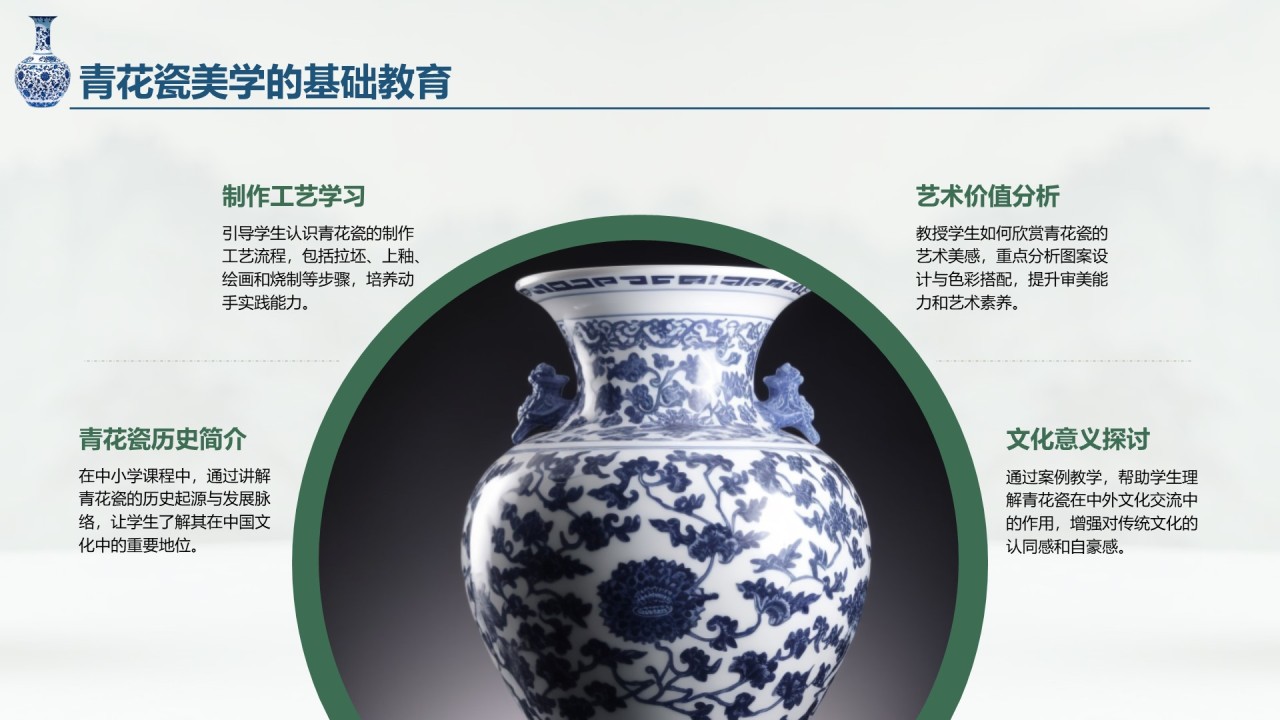 绿色商务风青花瓷主题类美学通用模板PPT
