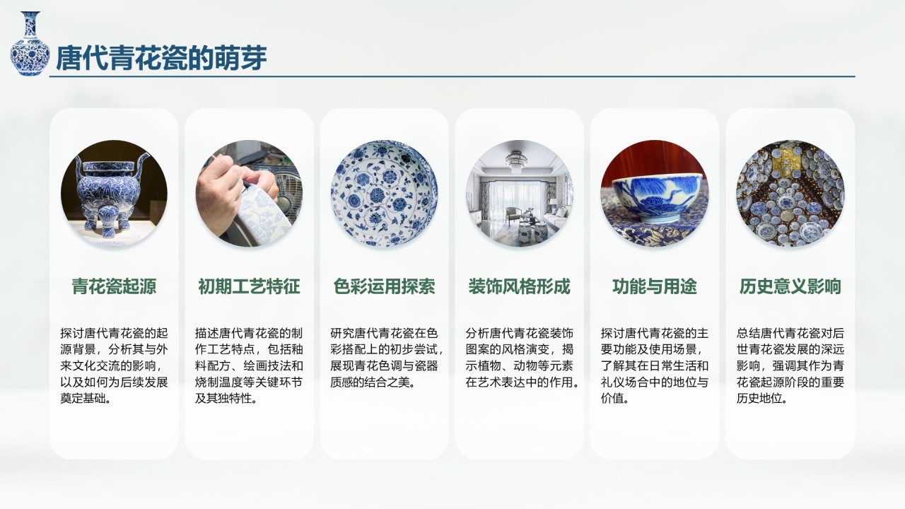 绿色商务风青花瓷主题类美学通用模板PPT