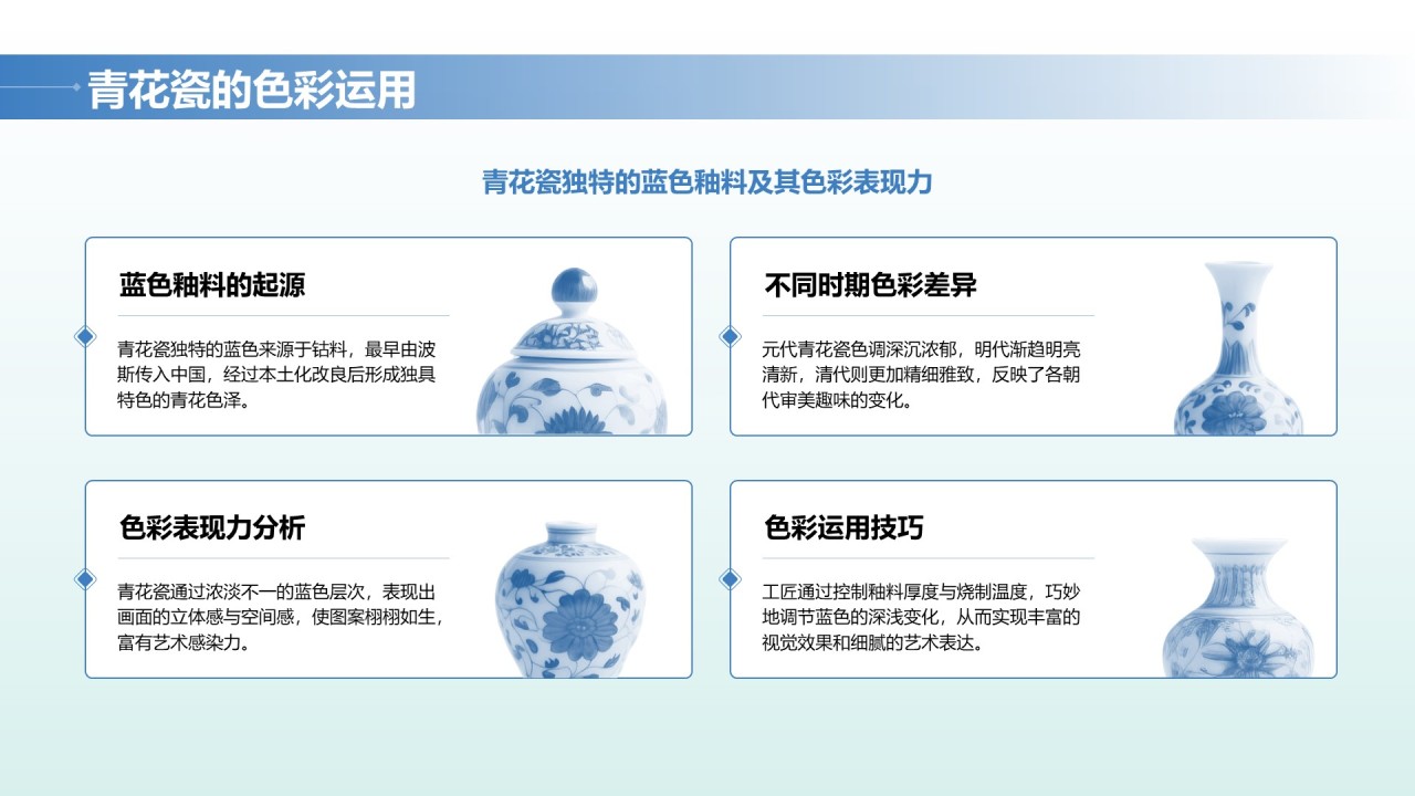 蓝色中国风文博讲座青花瓷特辑PPT模版