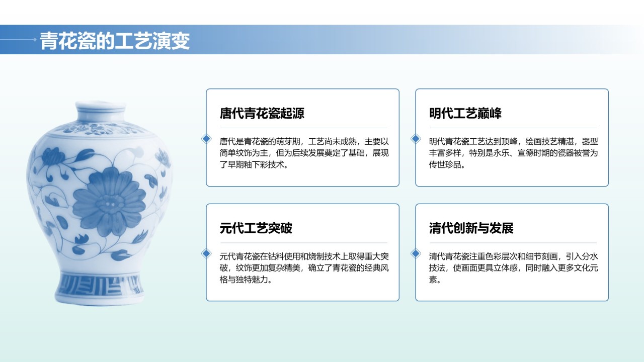 蓝色中国风文博讲座青花瓷特辑PPT模版