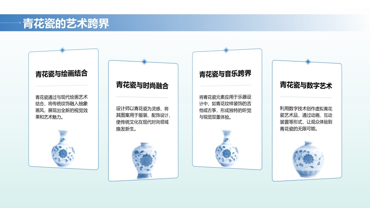 蓝色中国风文博讲座青花瓷特辑PPT模版