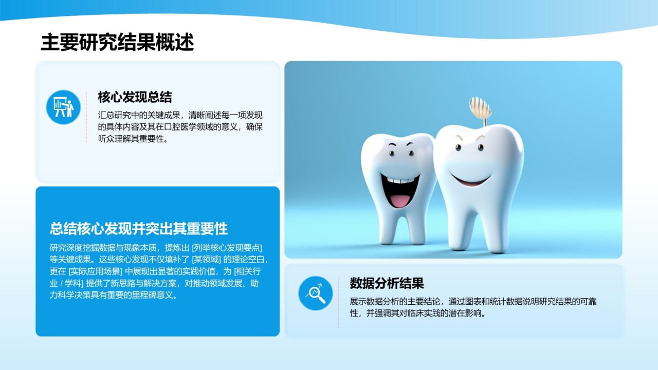 蓝色3D风口腔医学研究毕业答辩PPT模板