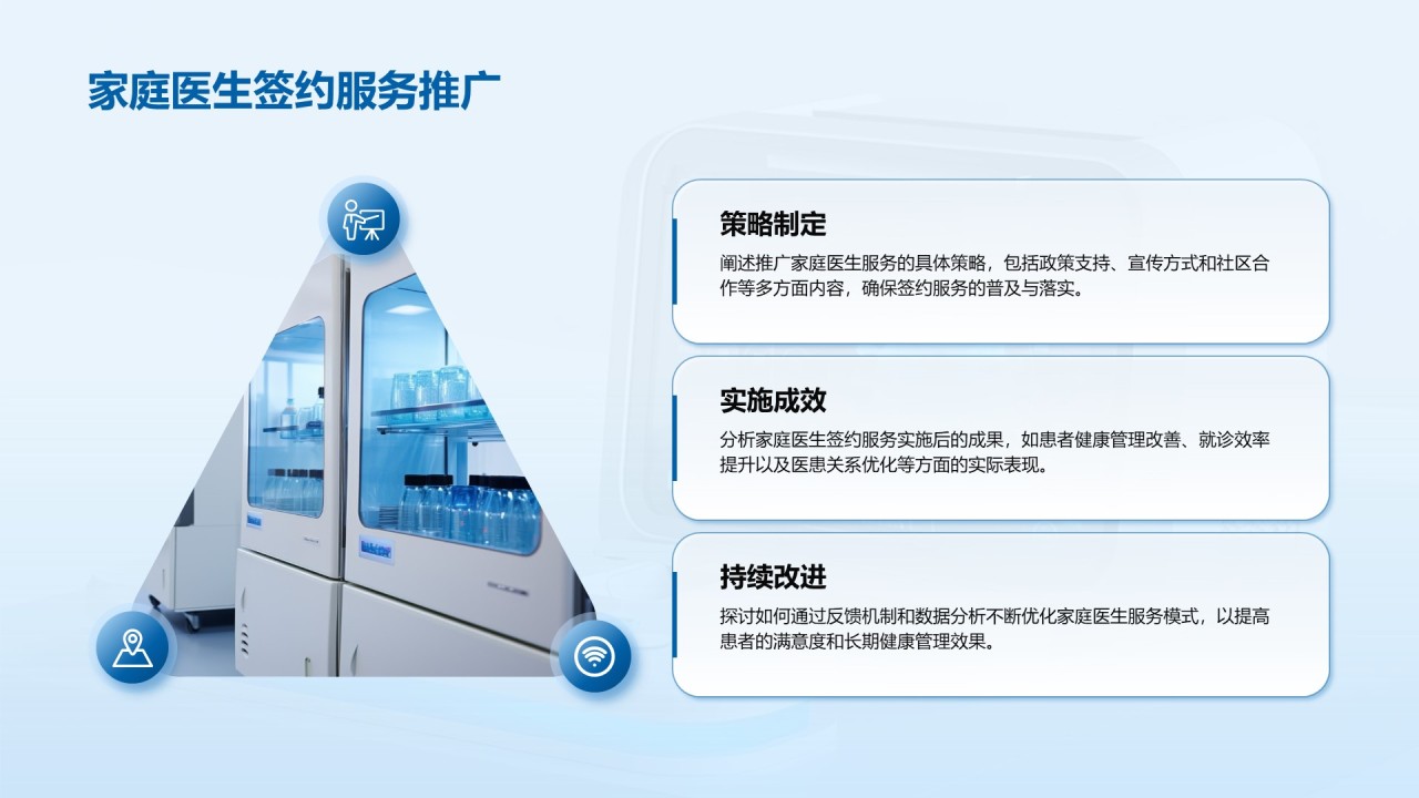 蓝色3D风医院科室工作总结PPT模板