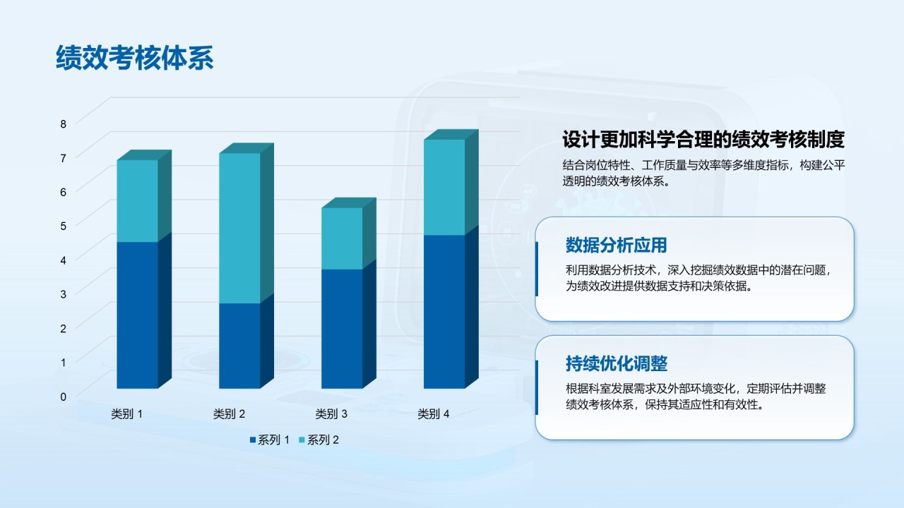 蓝色3D风医院科室工作总结PPT模板