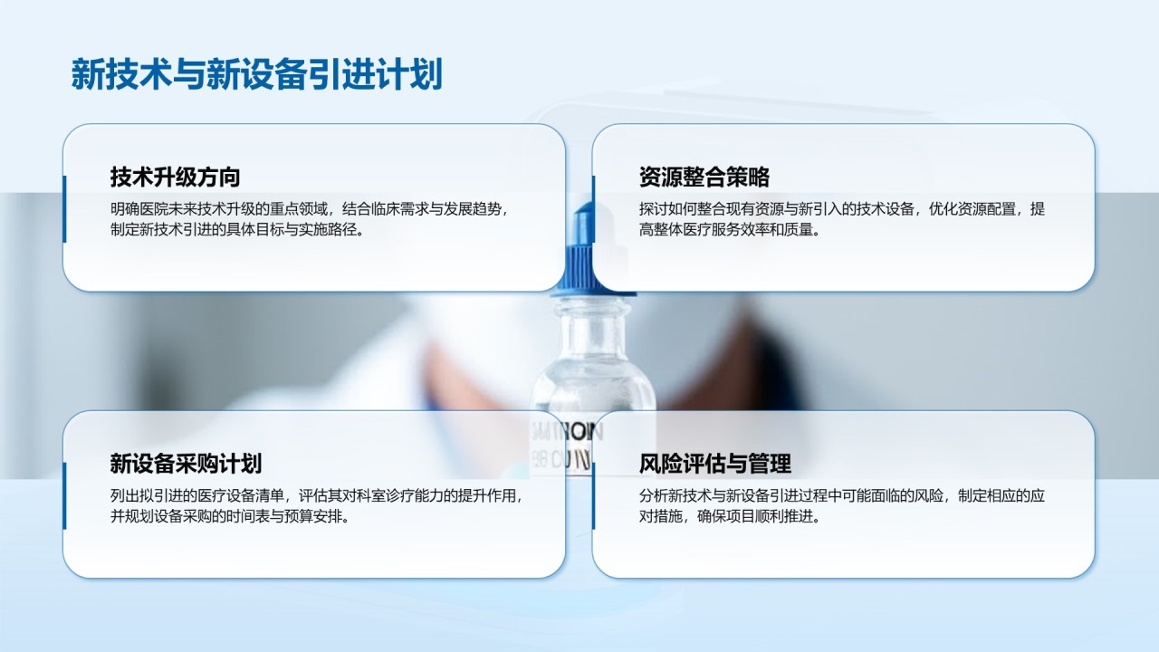 蓝色3D风医院科室工作总结PPT模板