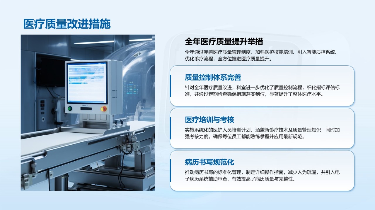 蓝色3D风医院科室工作总结PPT模板
