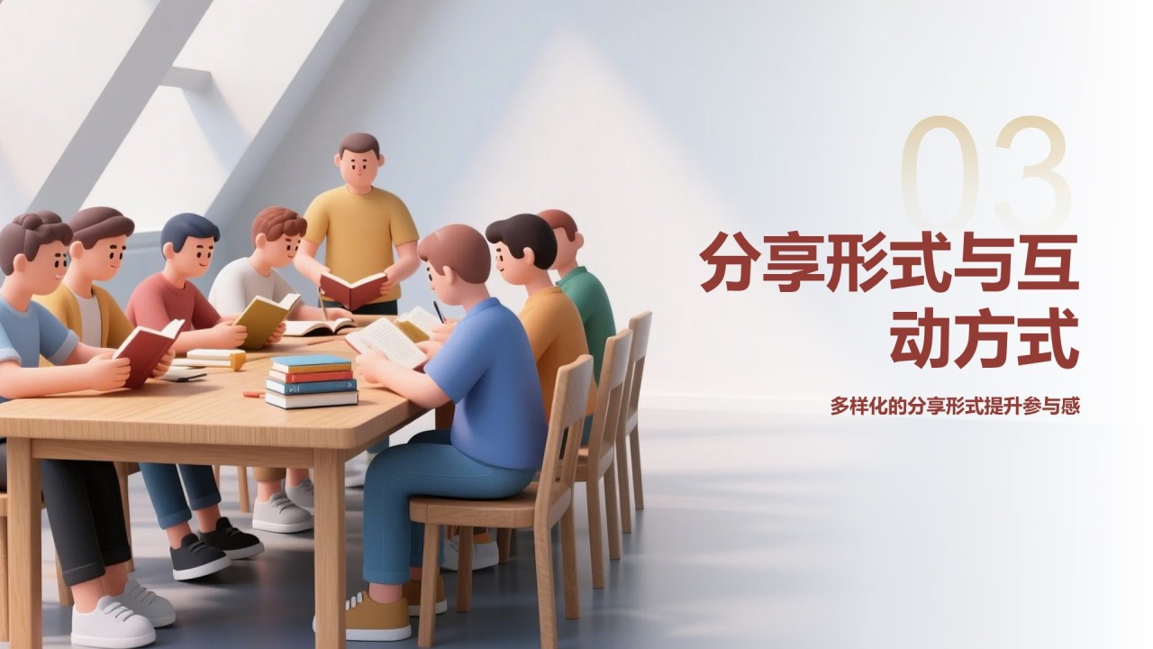 棕色3D风团队读书分享会PPT模板