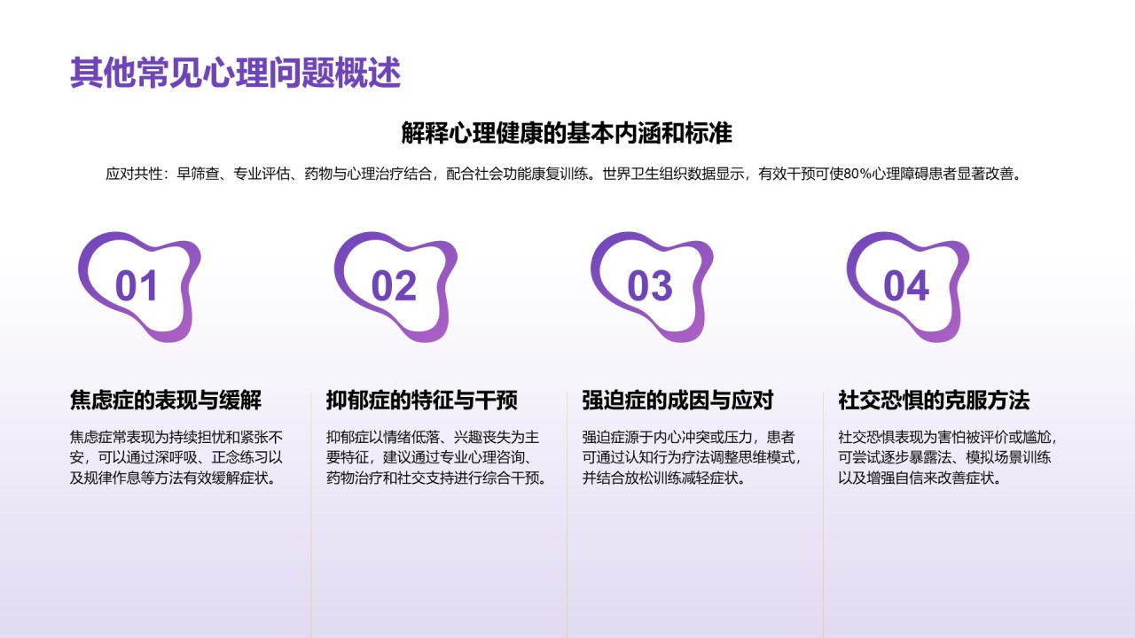 紫色3D渲染风心理健康知识分享PPT模板