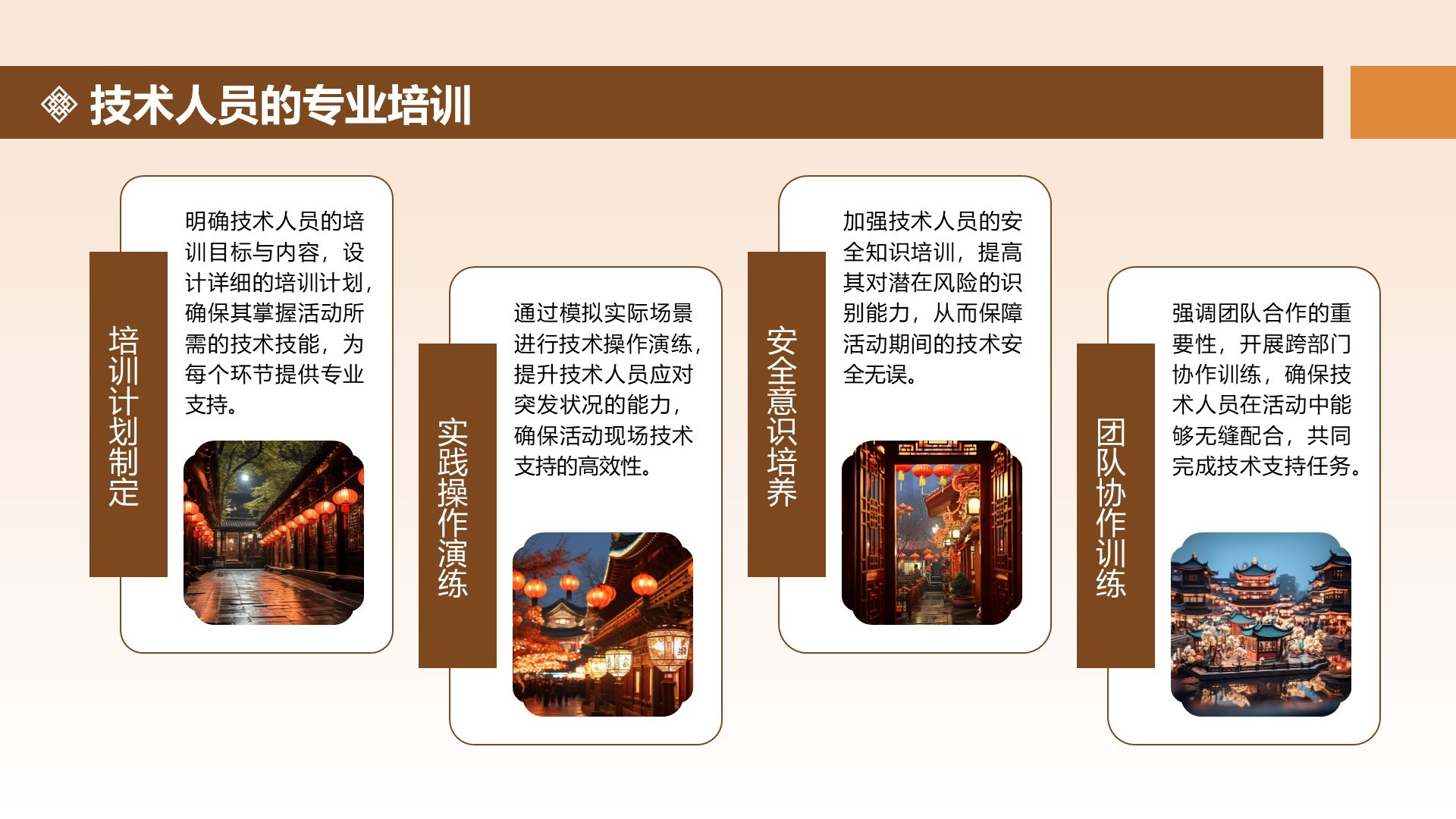 橙色中国风打铁花舞台表演活动方案PPT模板