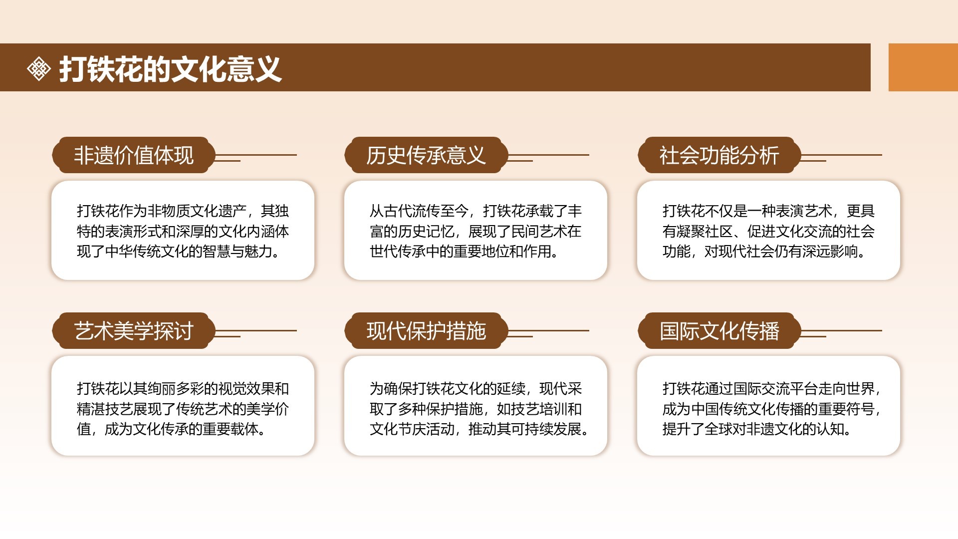 橙色中国风打铁花舞台表演活动方案PPT模板