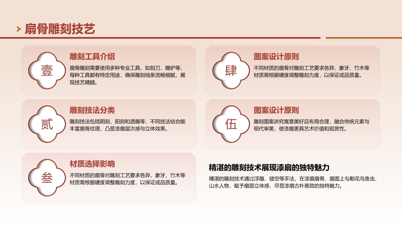 红色中国风非遗漆扇工艺美学展示PPT模板