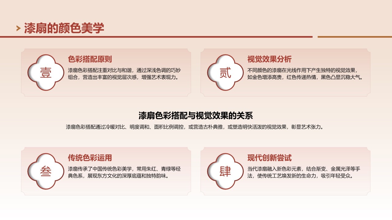 红色中国风非遗漆扇工艺美学展示PPT模板