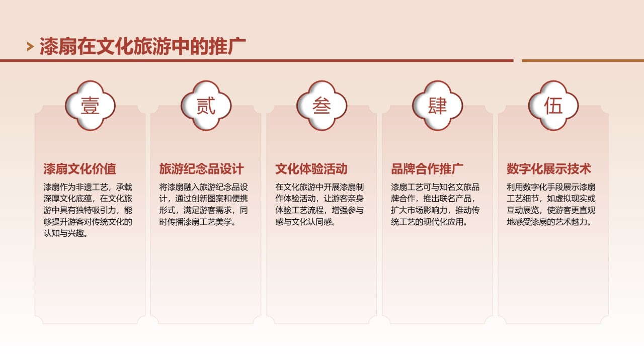 红色中国风非遗漆扇工艺美学展示PPT模板