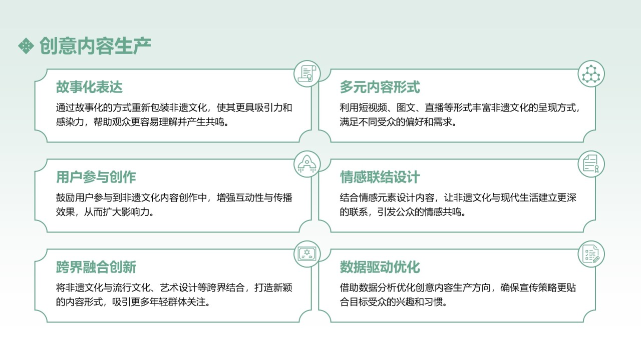 绿色中国传统风非遗文化的传承与推广PPT模板