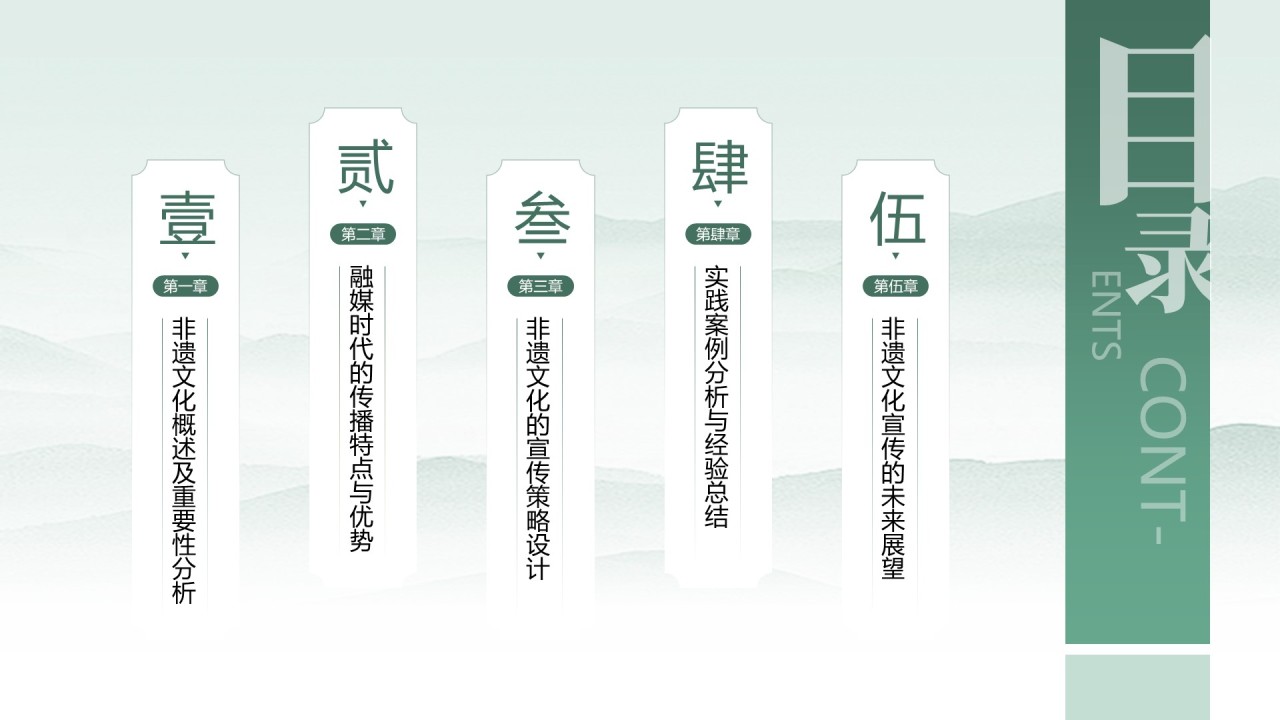 绿色中国传统风非遗文化的传承与推广PPT模板
