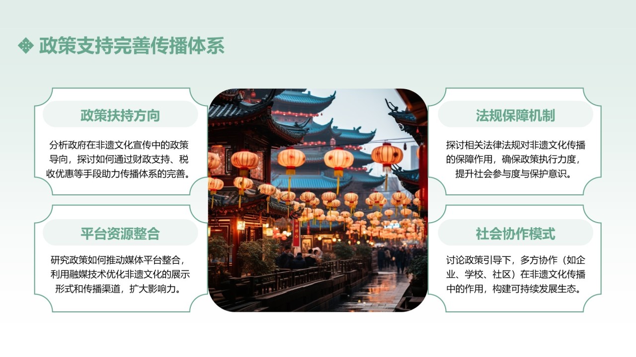 绿色中国传统风非遗文化的传承与推广PPT模板