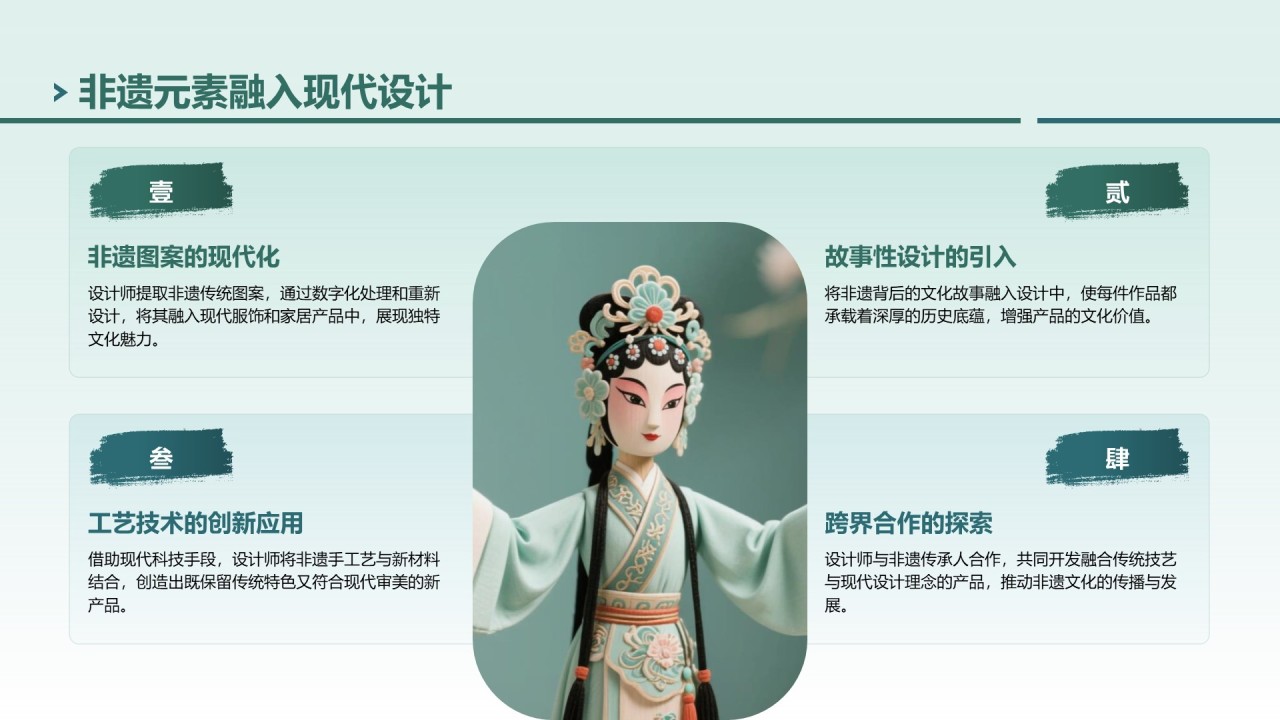 绿色中国风非遗传承的当代表达PPT模板
