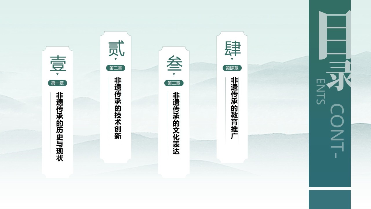 绿色中国风非遗传承的当代表达PPT模板
