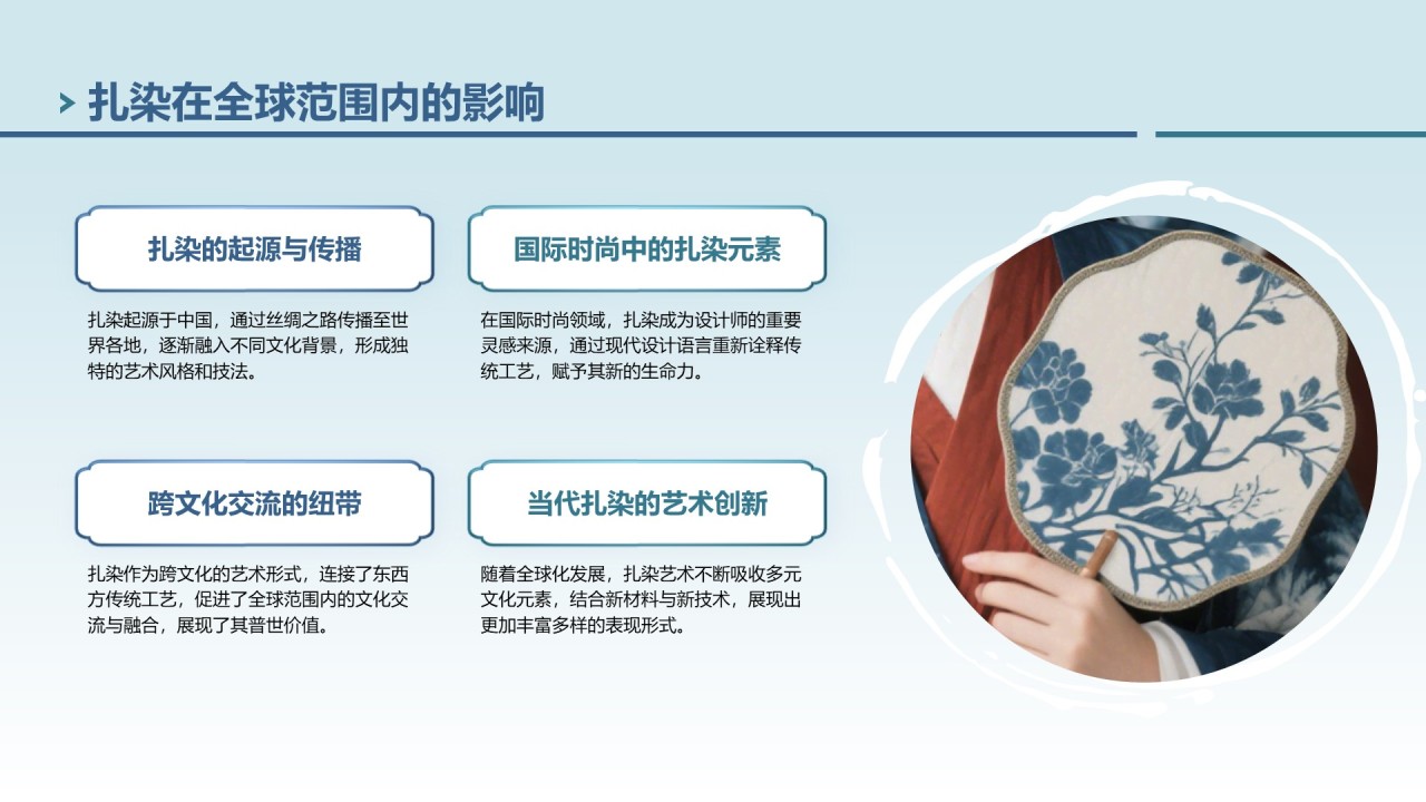 蓝色中国风非遗扎染的艺术魅力PPT模板