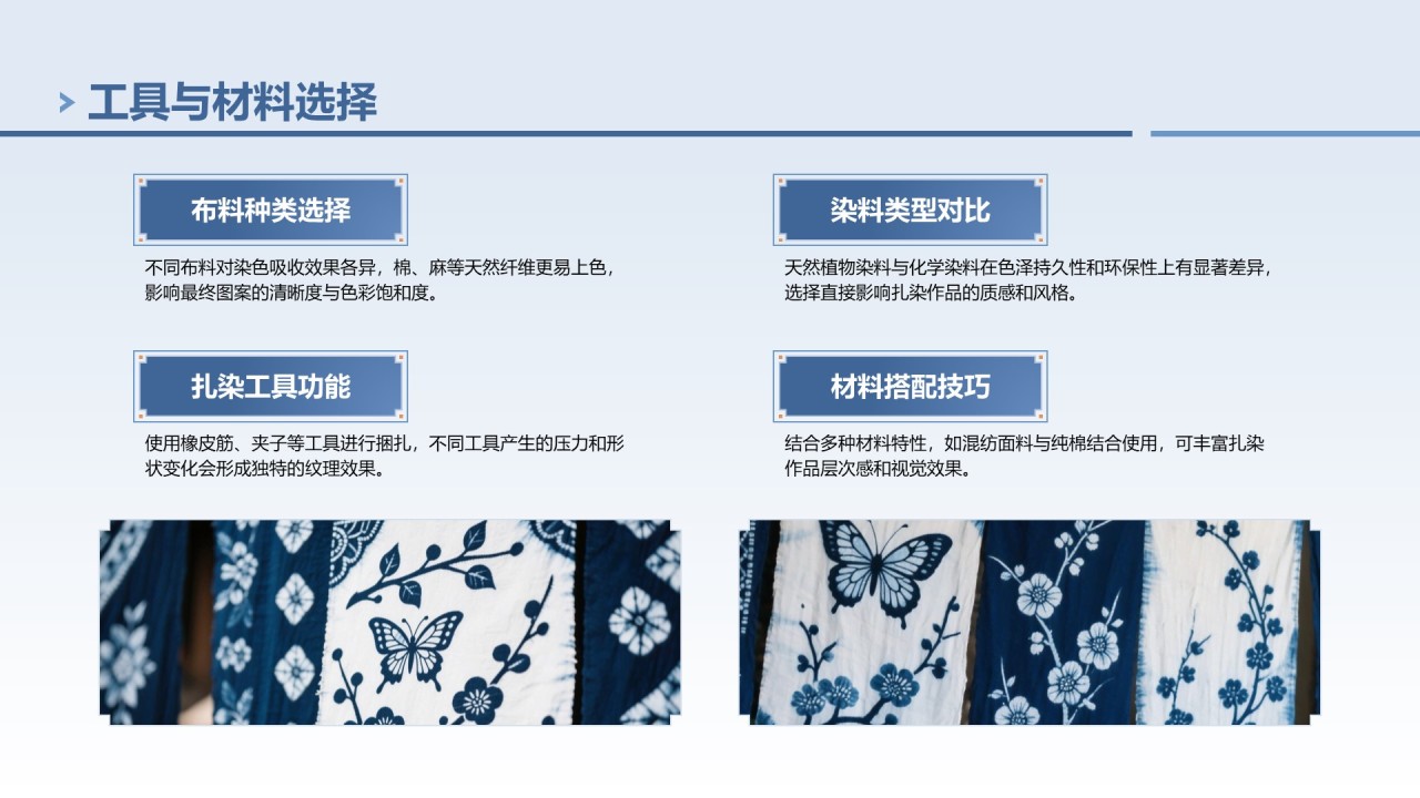 蓝色中国风非遗扎染文化技艺PPT模板