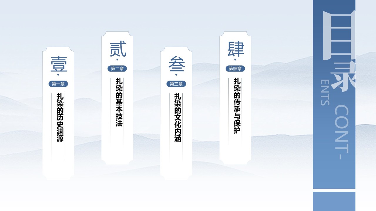 蓝色中国风非遗扎染文化技艺PPT模板