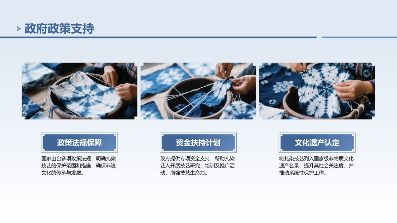 蓝色中国风非遗扎染文化技艺PPT模板