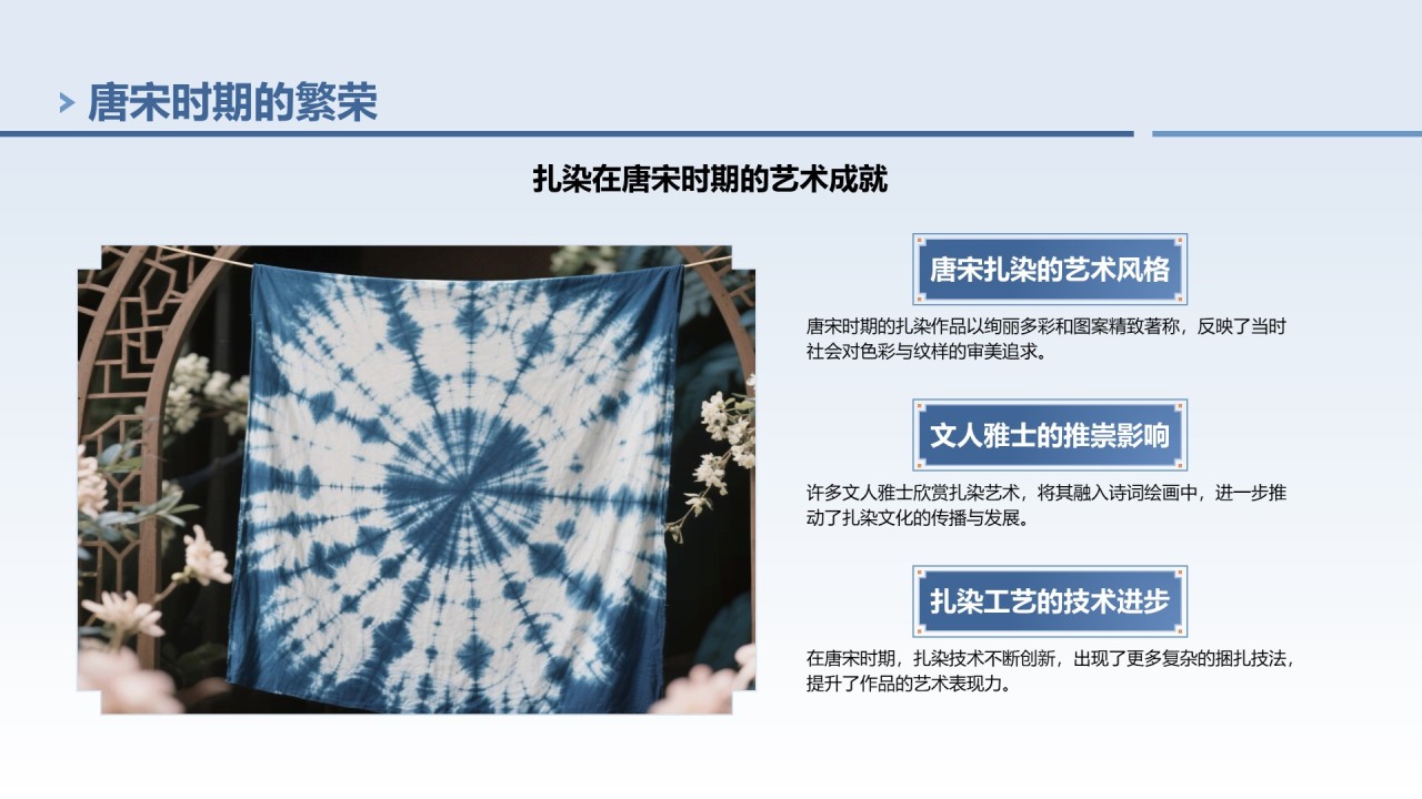 蓝色中国风非遗扎染文化技艺PPT模板