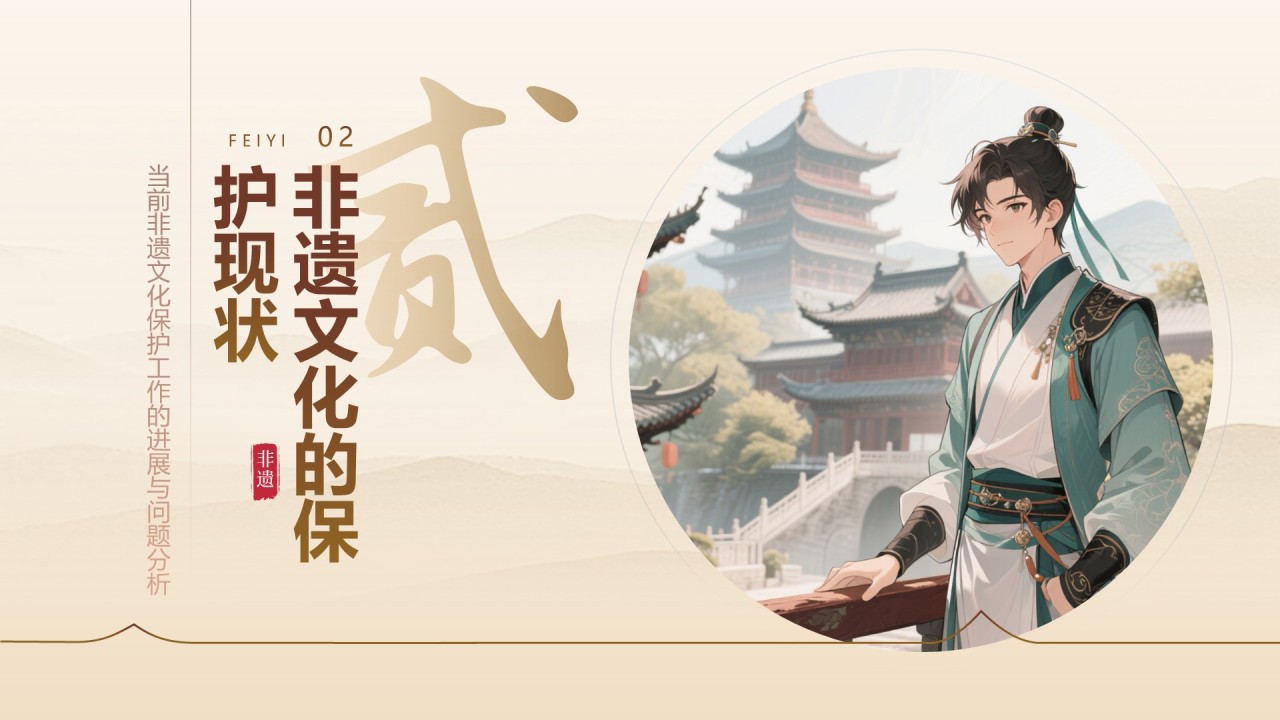 棕色中国风非遗文化的传承与创新之路PPT模板