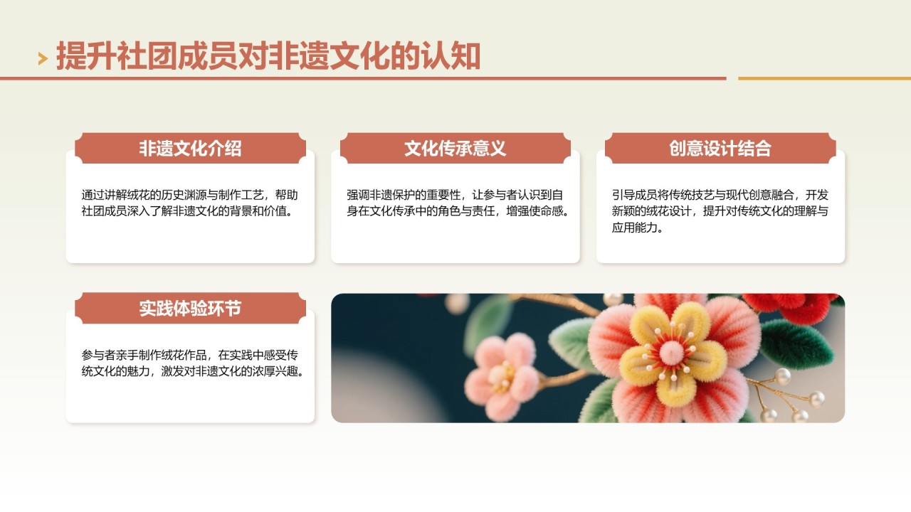 绿色中国风社团非遗绒花活动策划PPT模版