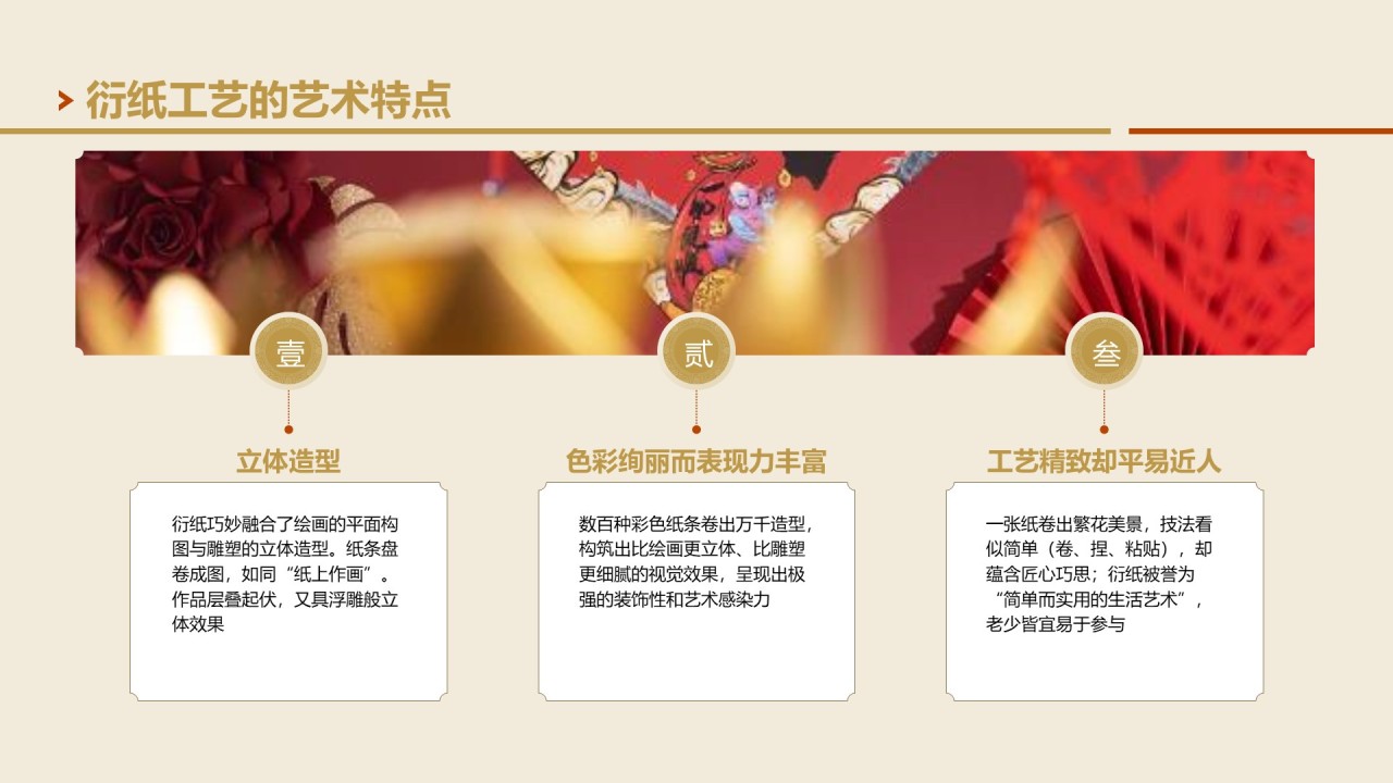 黄色国风非遗衍纸技艺赏析PPT模板