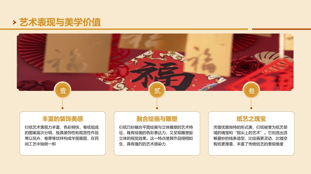 黄色国风非遗衍纸艺术的魅力PPT模板