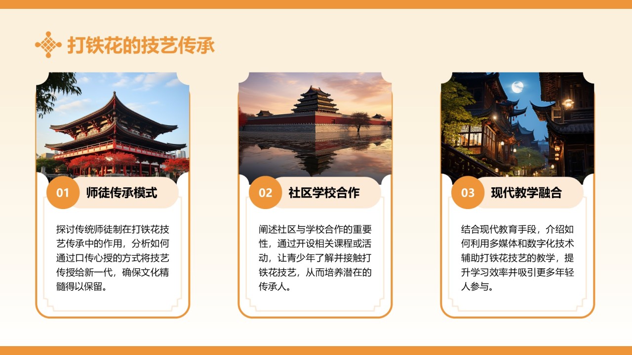 黄色中国风打铁花非遗文化介绍PPT模板