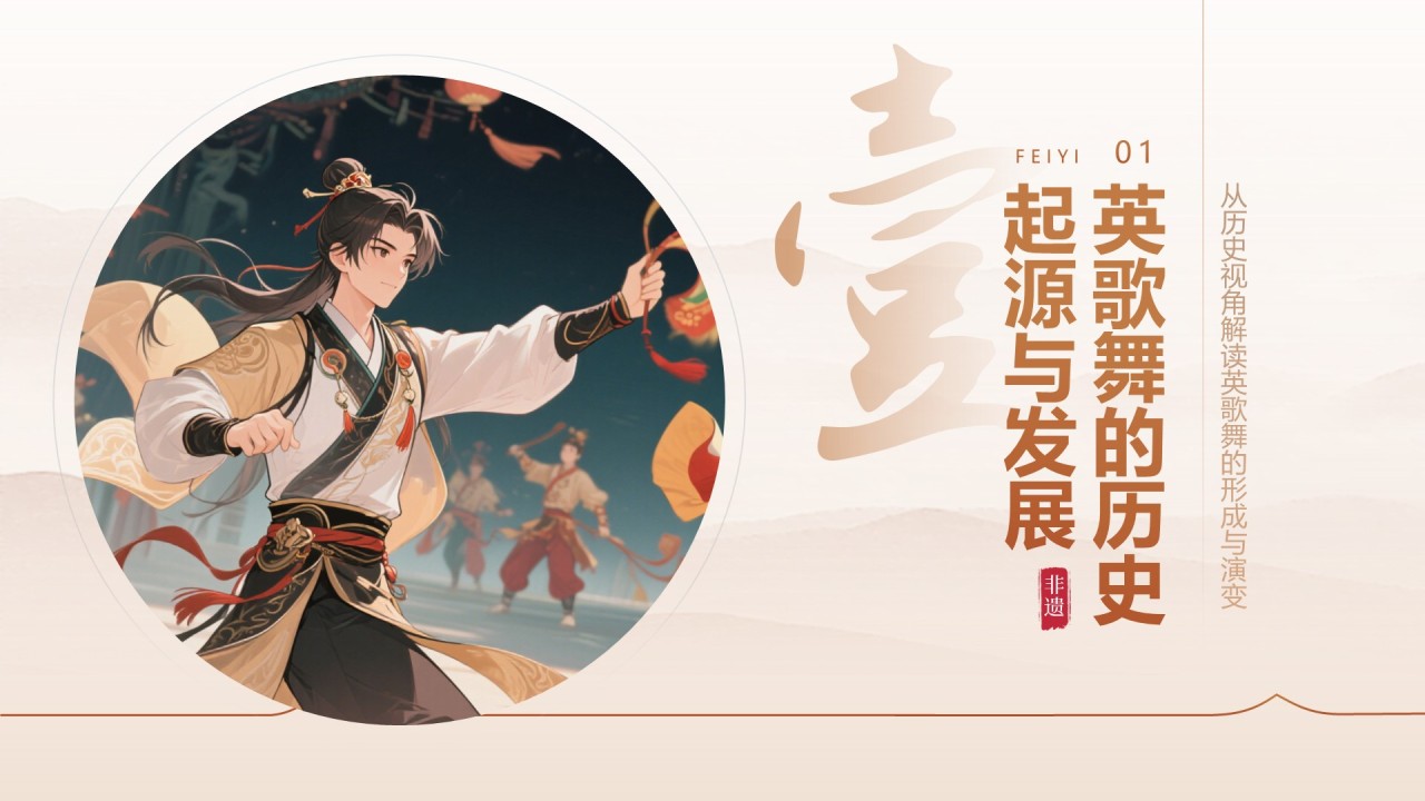 黄色中国风舞动非遗英歌舞中的文化传承PPT模板